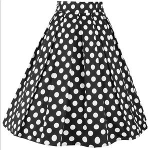 Black and white midi length vintage style skirt